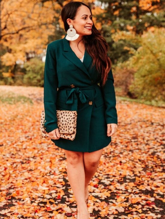 Forever 21 Jackets & Blazers - Forever 21 Contemporary Green Belted Blazer Coat Small Double Breasted